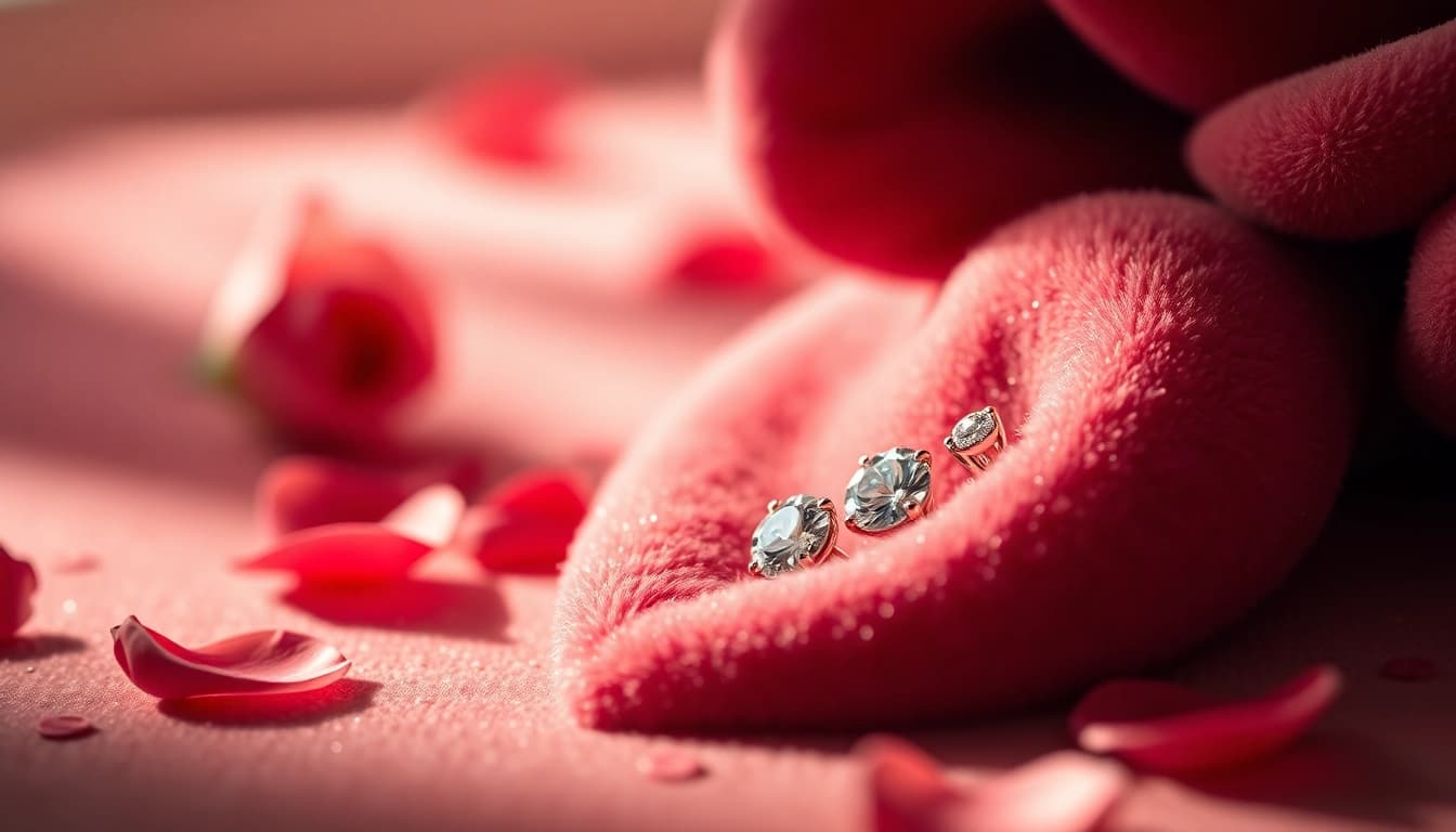Showcasing diamond cartilage piercings Valentine’s Day gift arranged elegantly.