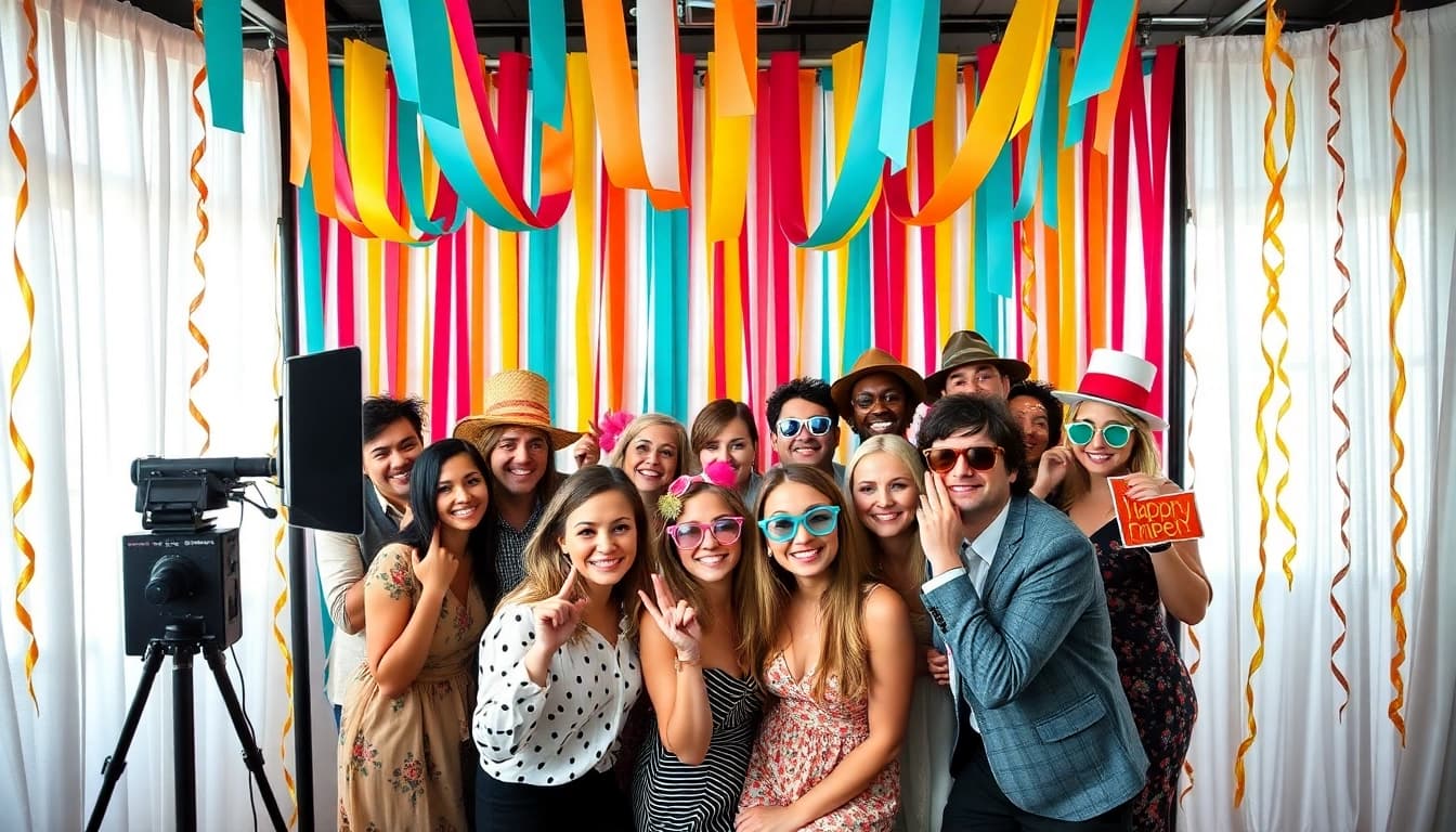 Book your photo booth rental Chicago for unforgettable party memories with fun props and vibrant atmosphere.