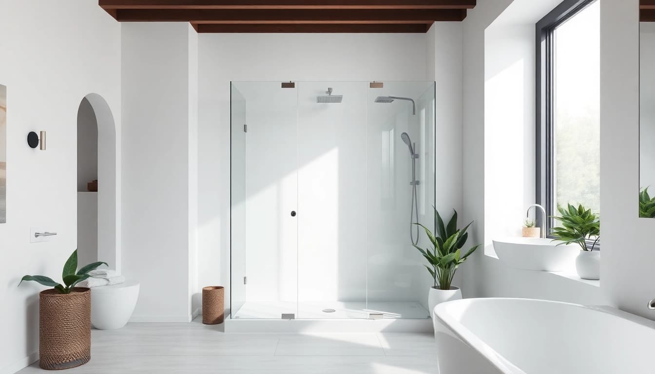 Experience elegant showers in a beautifully designed bathroom showcasing modern fixtures.