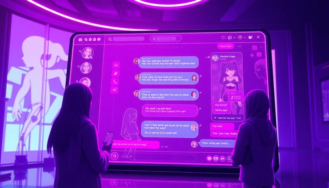 Engaging NSFW chat AI platform interface featuring vibrant avatars and immersive interactions.