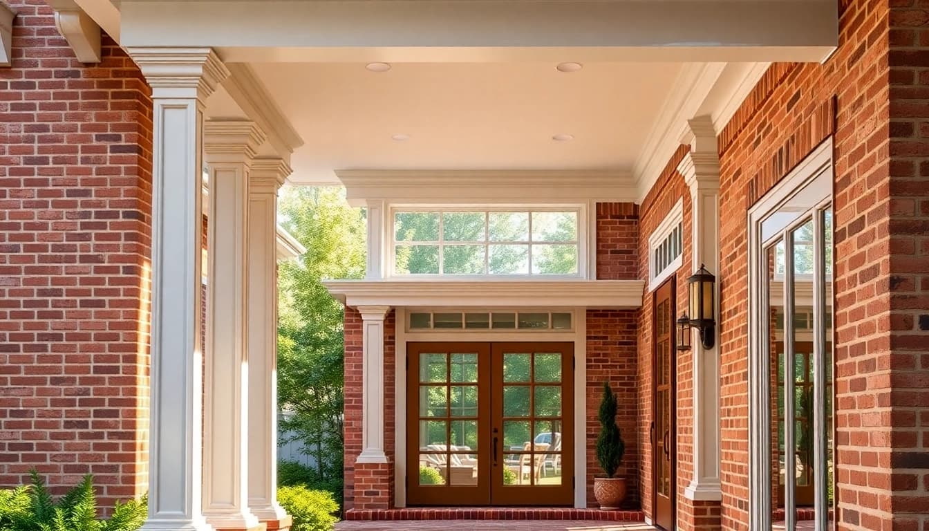 Colonial home addition showcasing elegant architecture and defined garden aesthetics.