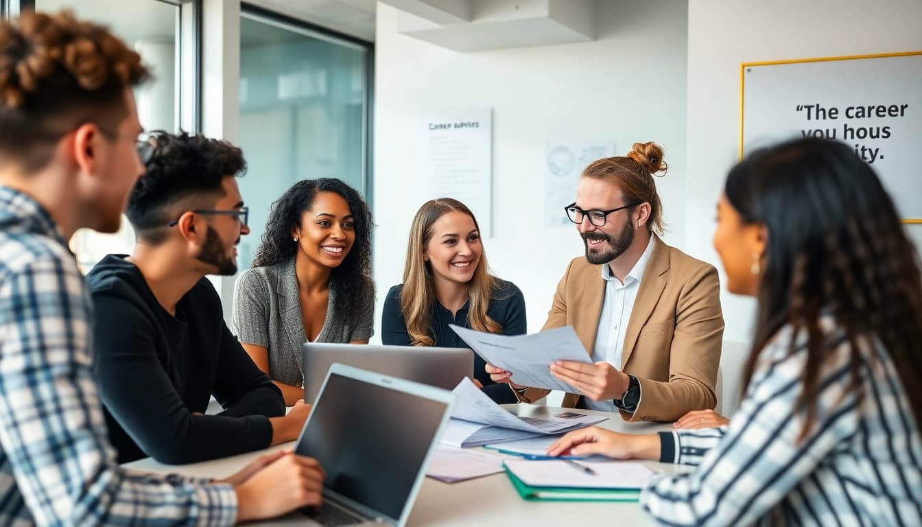 Discover how to find my perfect career with an inspiring group discussion in a bright office.