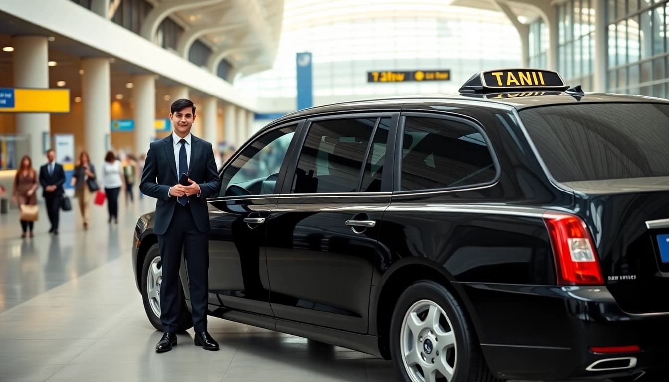 Taxi service at Heathrow Airport with a professional driver offering reliable transport.