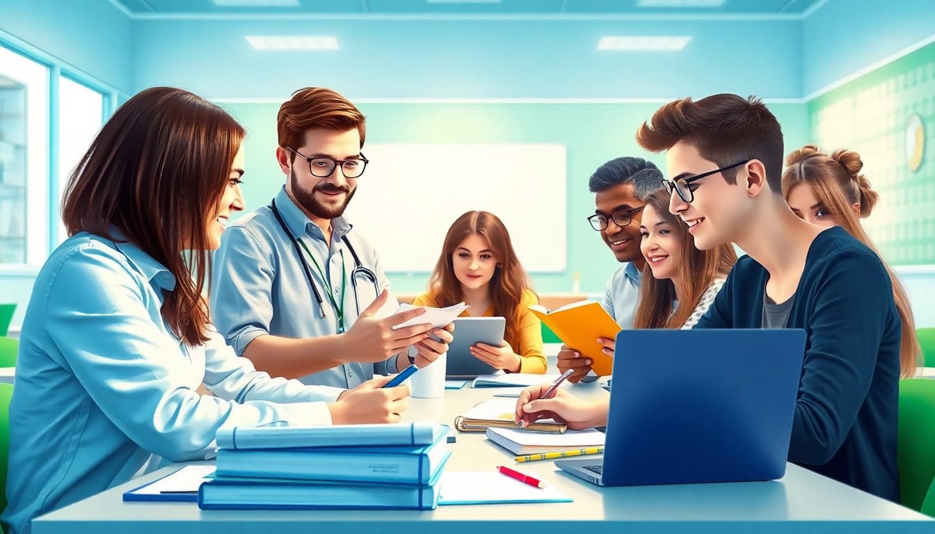 Enhance exam assistance services with expert tutoring in a vibrant classroom setting.