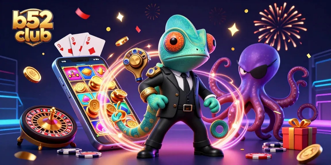 Spin and win at b52 club with an exciting 3D slot game featuring colorful symbols and lively characters.