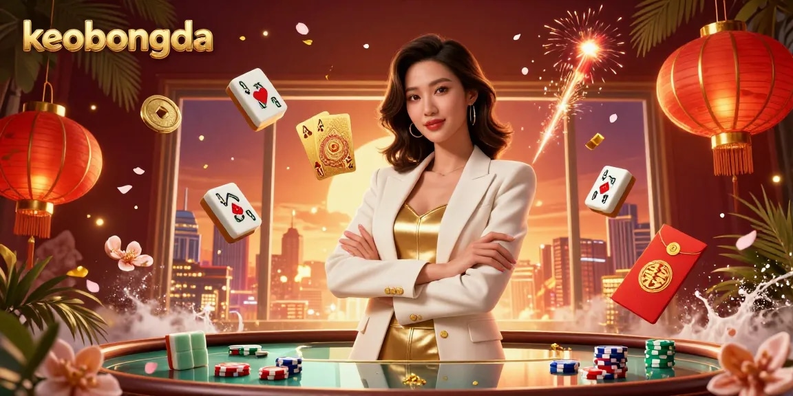 Experience the excitement of betting with keobongda's vibrant casino scene showcasing dynamic elements and a glamorous setting.