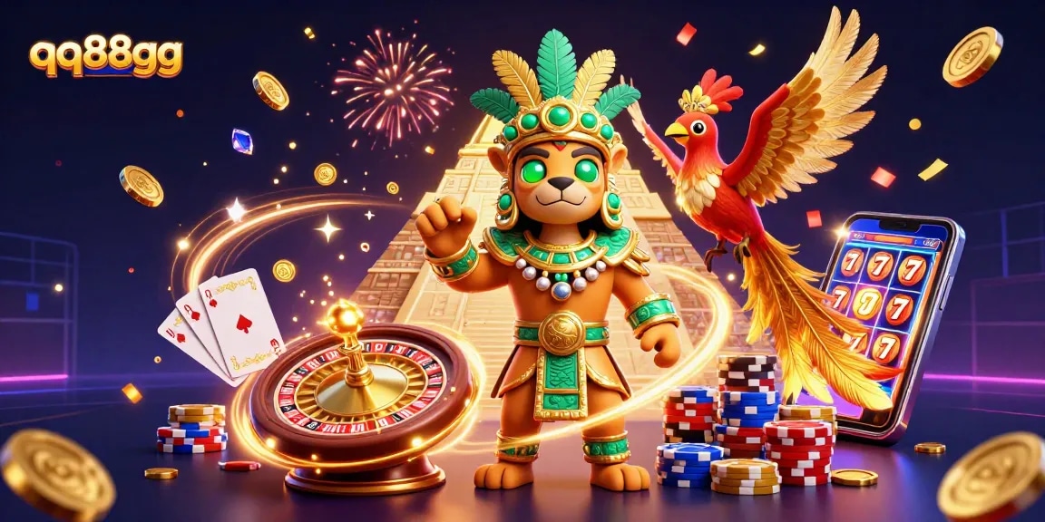 Experience the thrill of winning with qq88gg in a vibrant casino scene featuring coins and jackpots.