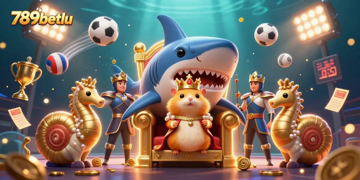 Experience thrilling gaming at 789betlu with a vibrant underwater casino scene featuring a golden hamster king.
