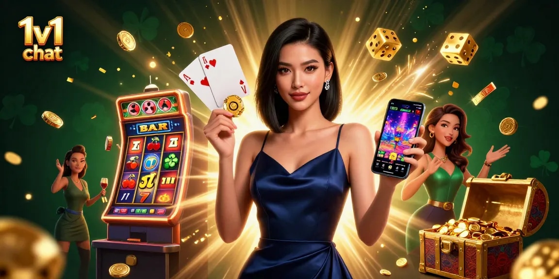 Engage in thrilling 1v1 chat with dynamic casino-themed visuals and vibrant colors.
