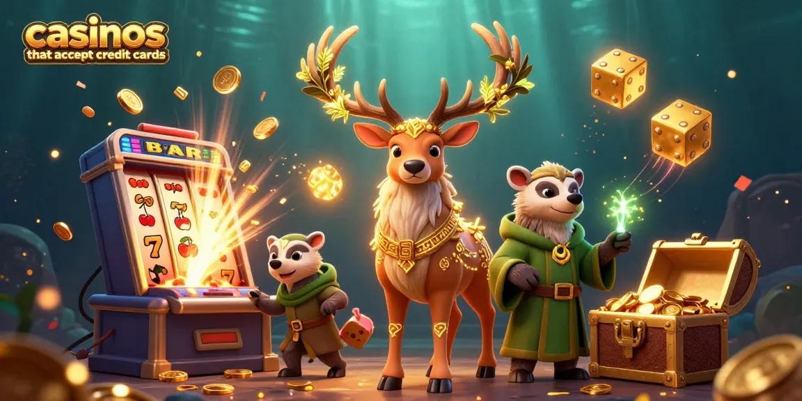 Engage with casinos that accept credit cards through this vibrant 3D casino scene showcasing playful characters and lively game elements.