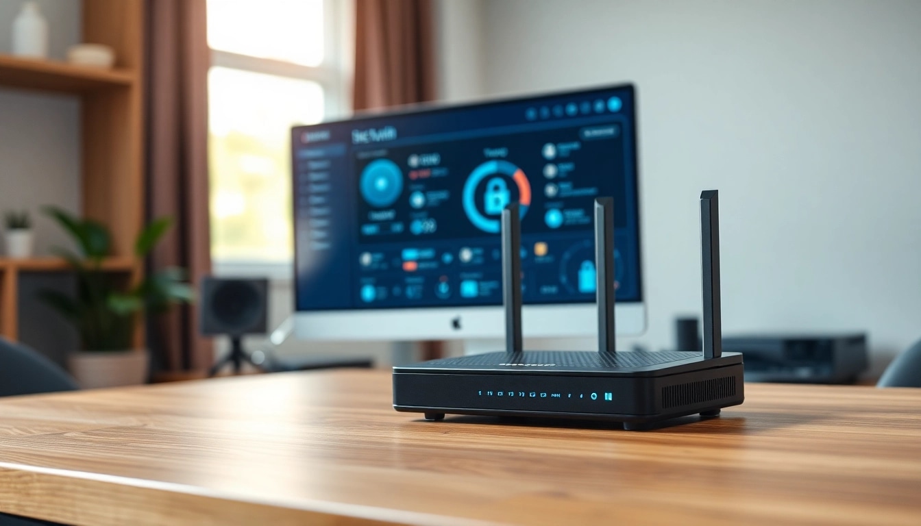 Setup showcasing the best vpn router in a modern home office for enhanced security.