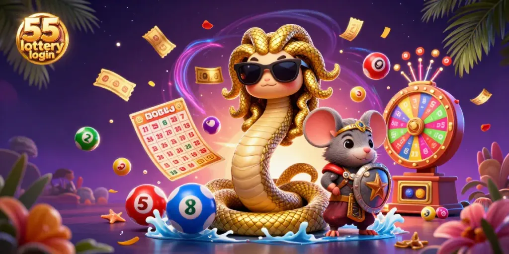 Engage in thrilling gameplay with 55 lottery login featuring dynamic lottery elements and vibrant characters.