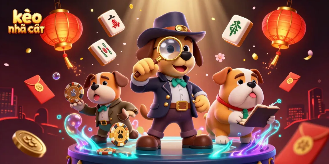 Engage with kèo nhà cái analysis through a detective scene revealing treasure clues and dynamic gaming elements.