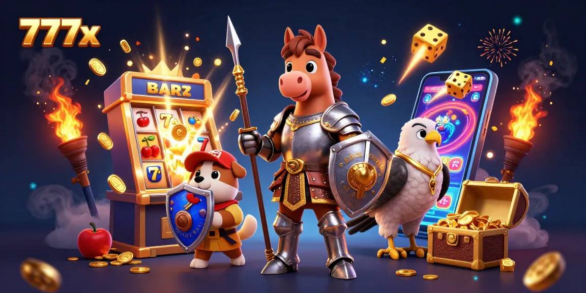 Experience the excitement of 777x with 3D characters amidst a jackpot explosion of casino games.